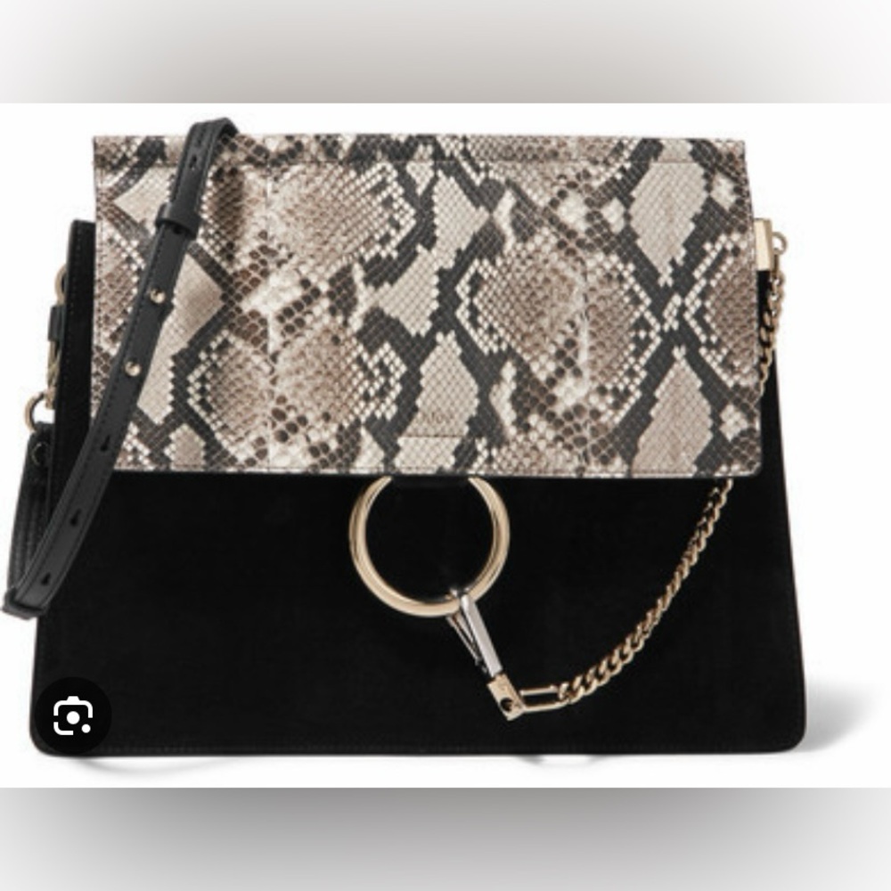 Chloe Faye Python and Black Suede Bag